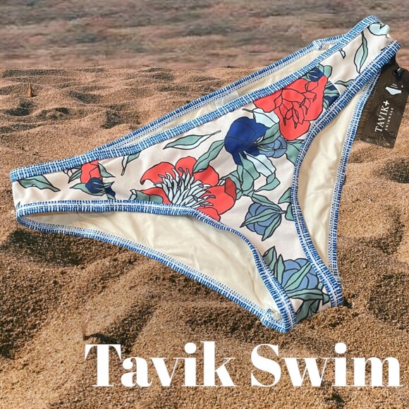 Tavik swim full coverage bikini bottom sage coral floral print size L New - Picture 1 of 6